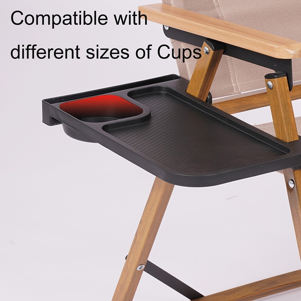 New Practical Side Table Chair Cup Tray Black Clip-On Foldable Khaki PP