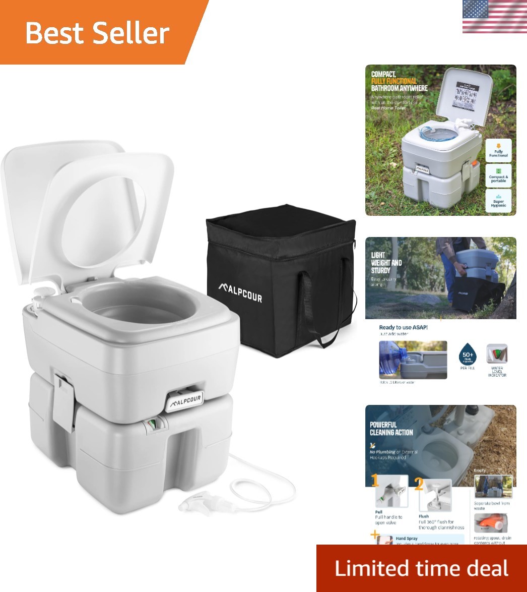 Travel-Friendly Portable Toilet with Built-In Sprayer – Ideal for Campers & RVs