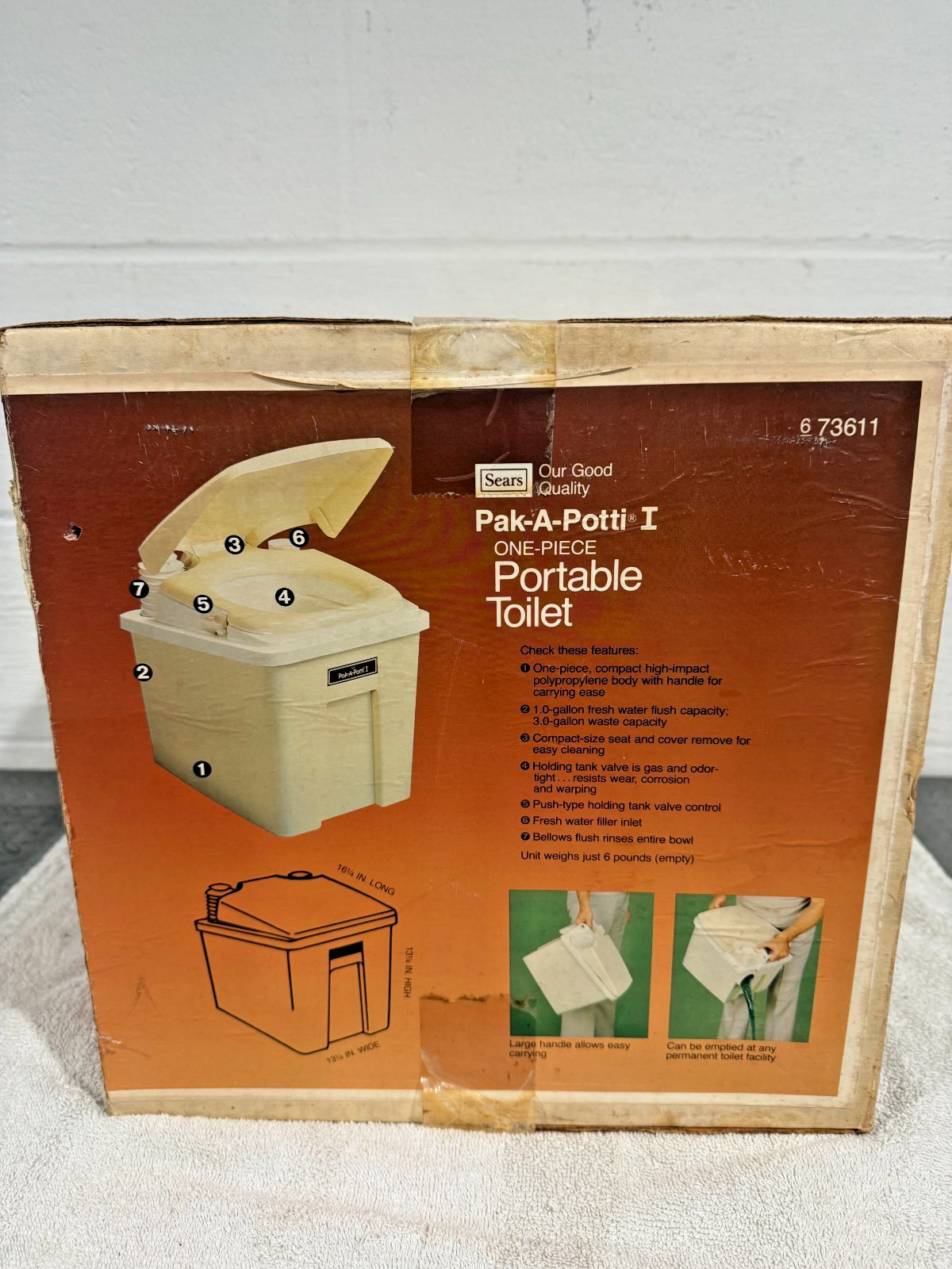 NEW sealed Vintage Sears Pak-A-Potti I Camping Portable Toilet Easy to Clean