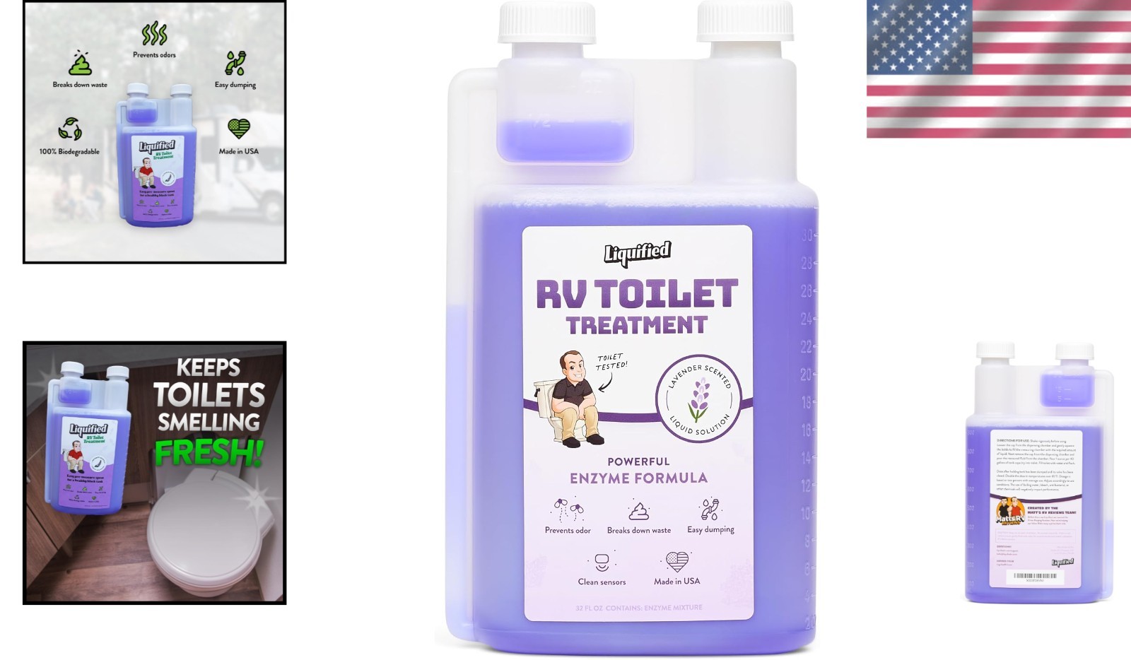 Black Holding Tank Digester Biodegradable Odor Eliminator Lavender 32oz