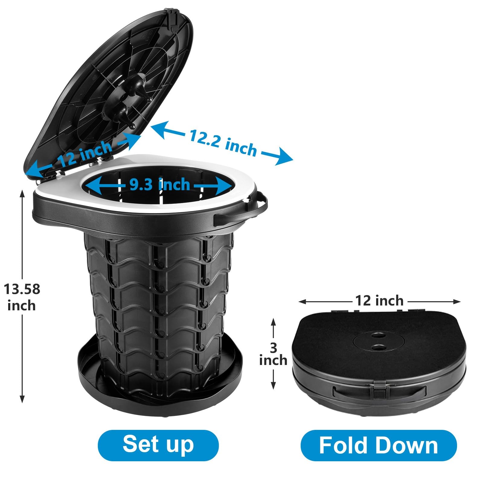 Adjustable Height Portable Camping Toilet – Travel Potty for Outdoor Use