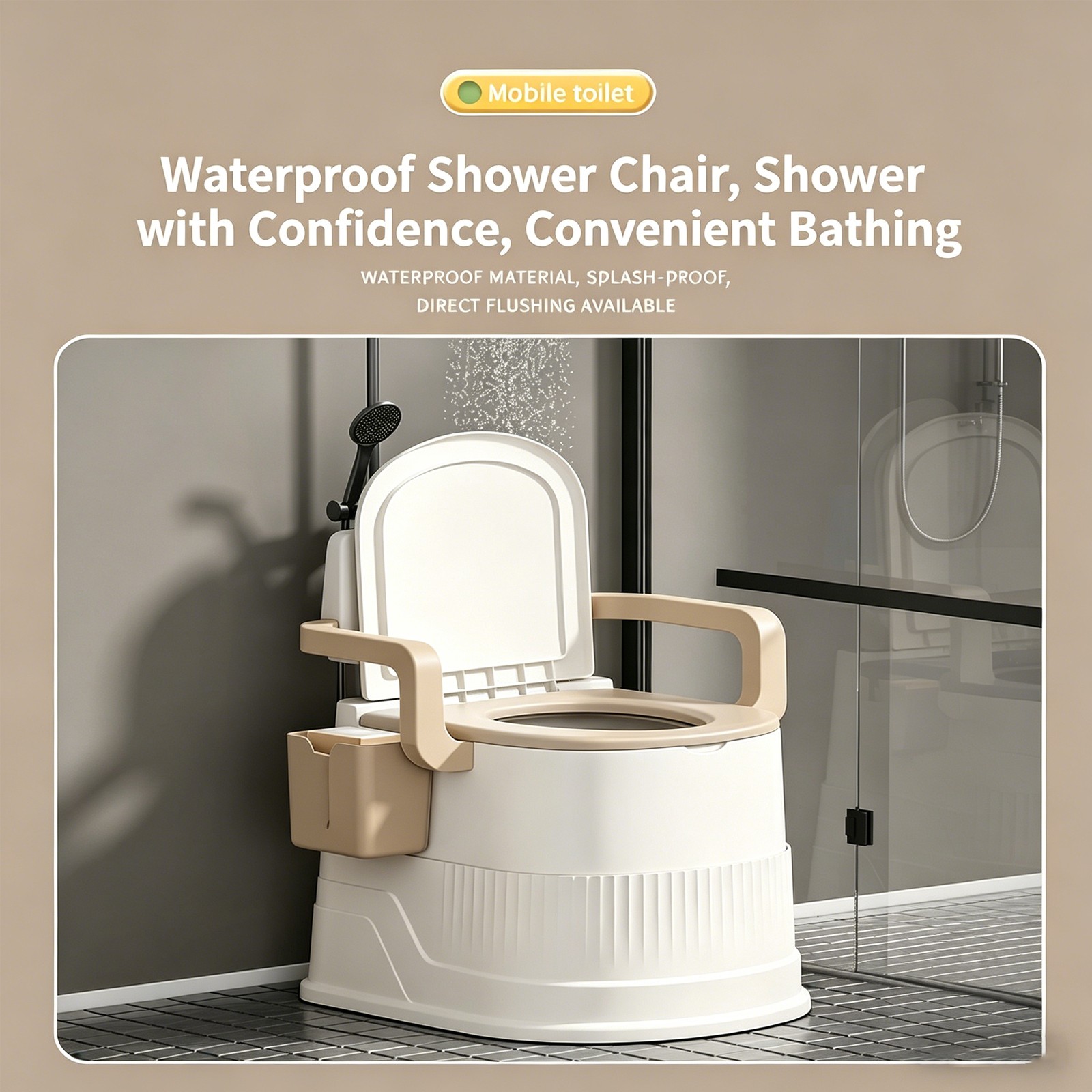 2-Gal Portable Toilet Travel Camping Outdoor/Indoor Commode Potty w/ Tissue Box