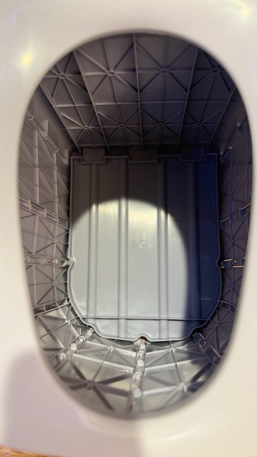 Foldable Portable Camping Toilet, Plastic White/Gray, Rectangular 14x14x11