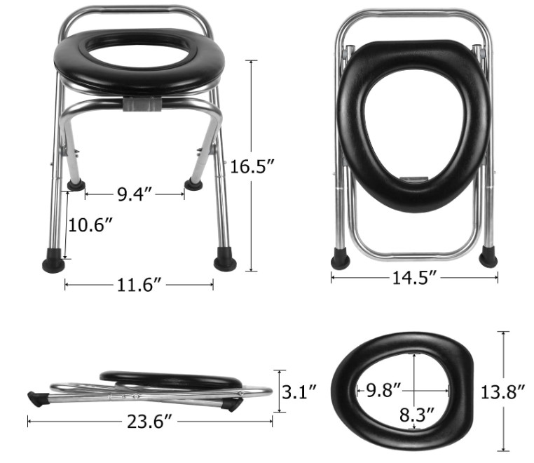 Portable Camping Toilet, 350lbs Foldable Stainless Steel Travel Toilet