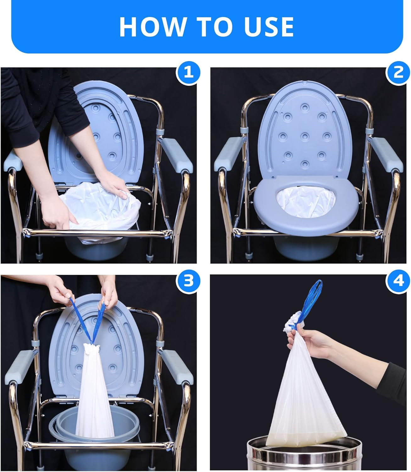 100 Bedside Commode Liners Bags for Commode Toilet – Leak Proof & Odorless Potty