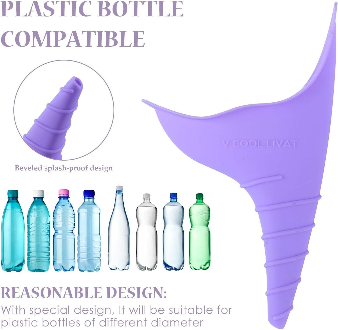 Travel-Friendly Female Urination Device – 2 Pack Silicone Pee Funnel in Purple