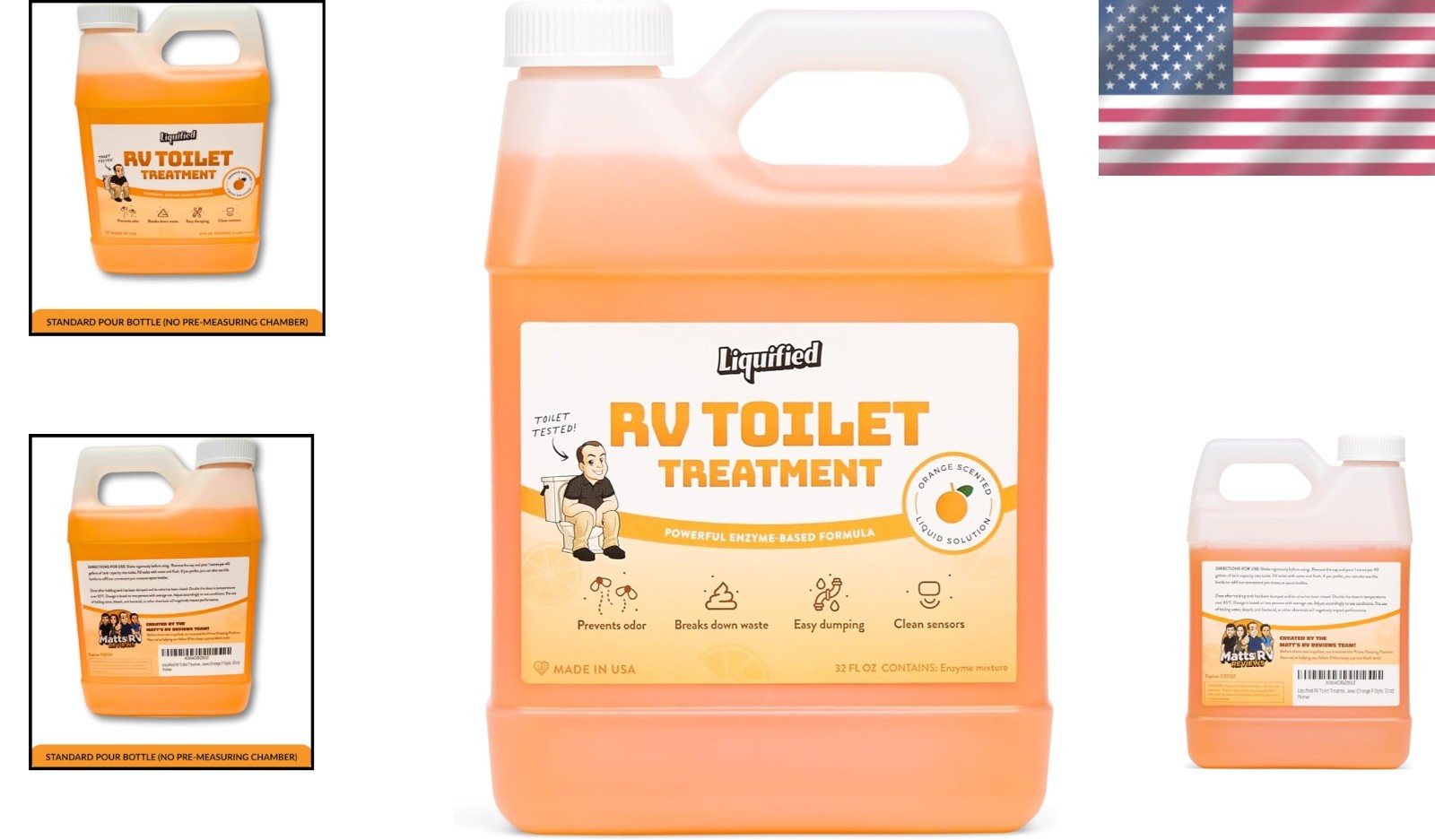 Biodegradable Orange Odor Eliminator for RV Toilets – 32oz Easy Pour Bottle