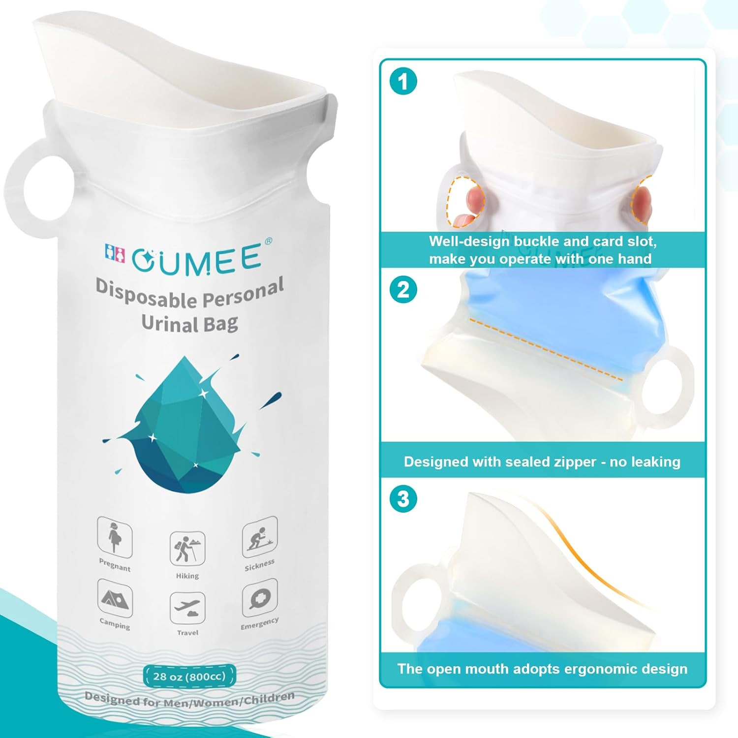 800ML Emergency Disposable Urinal Bags, 8/12/20/23/28 Pcs Camping Pee Bags Unise