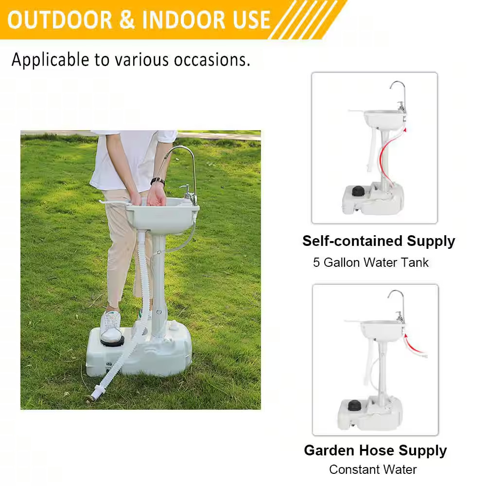 Portable Sink Hand Washing Station and 5.3 Gal. Flushing Toile Combo