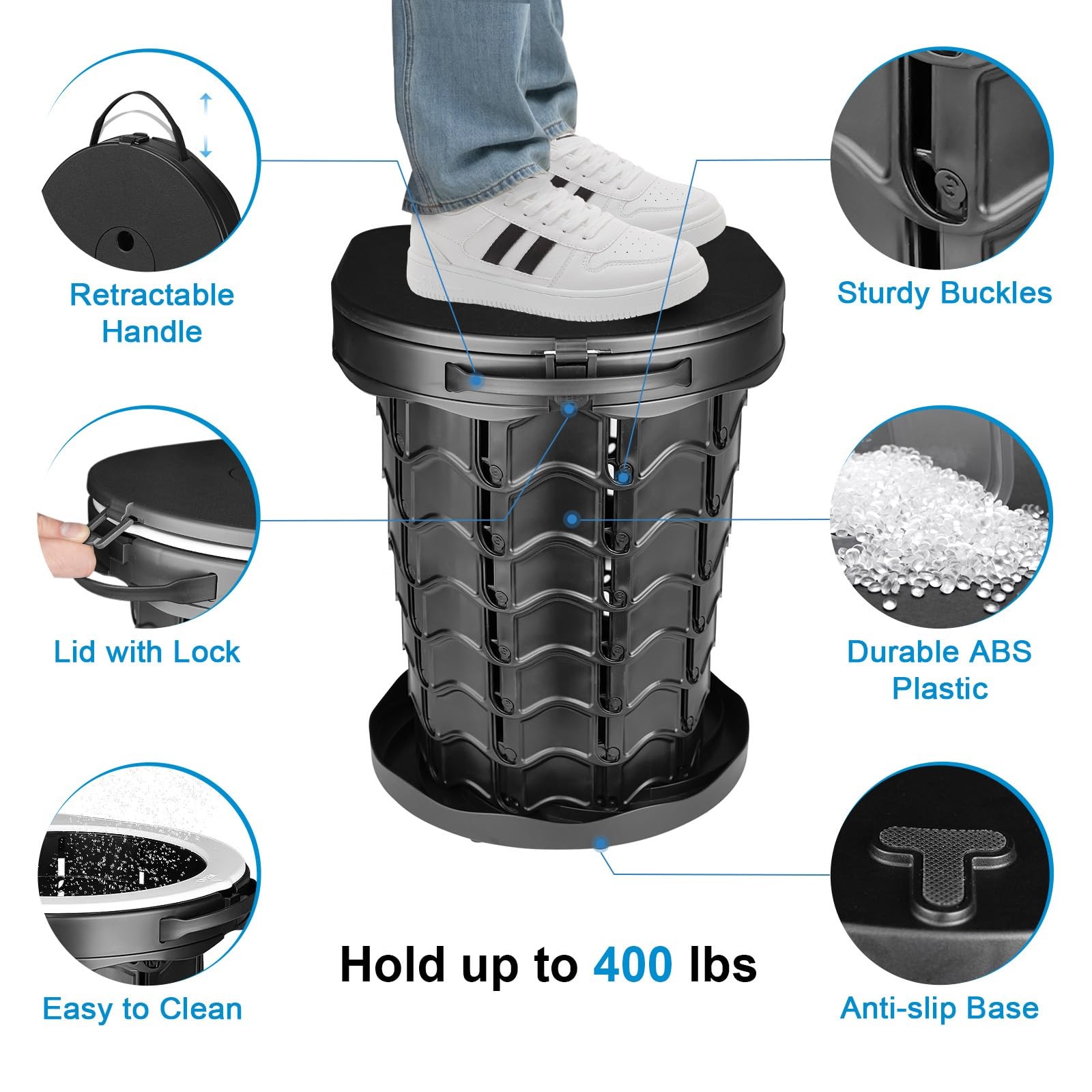Adjustable Height Portable Camping Toilet – Travel Potty for Outdoor Use