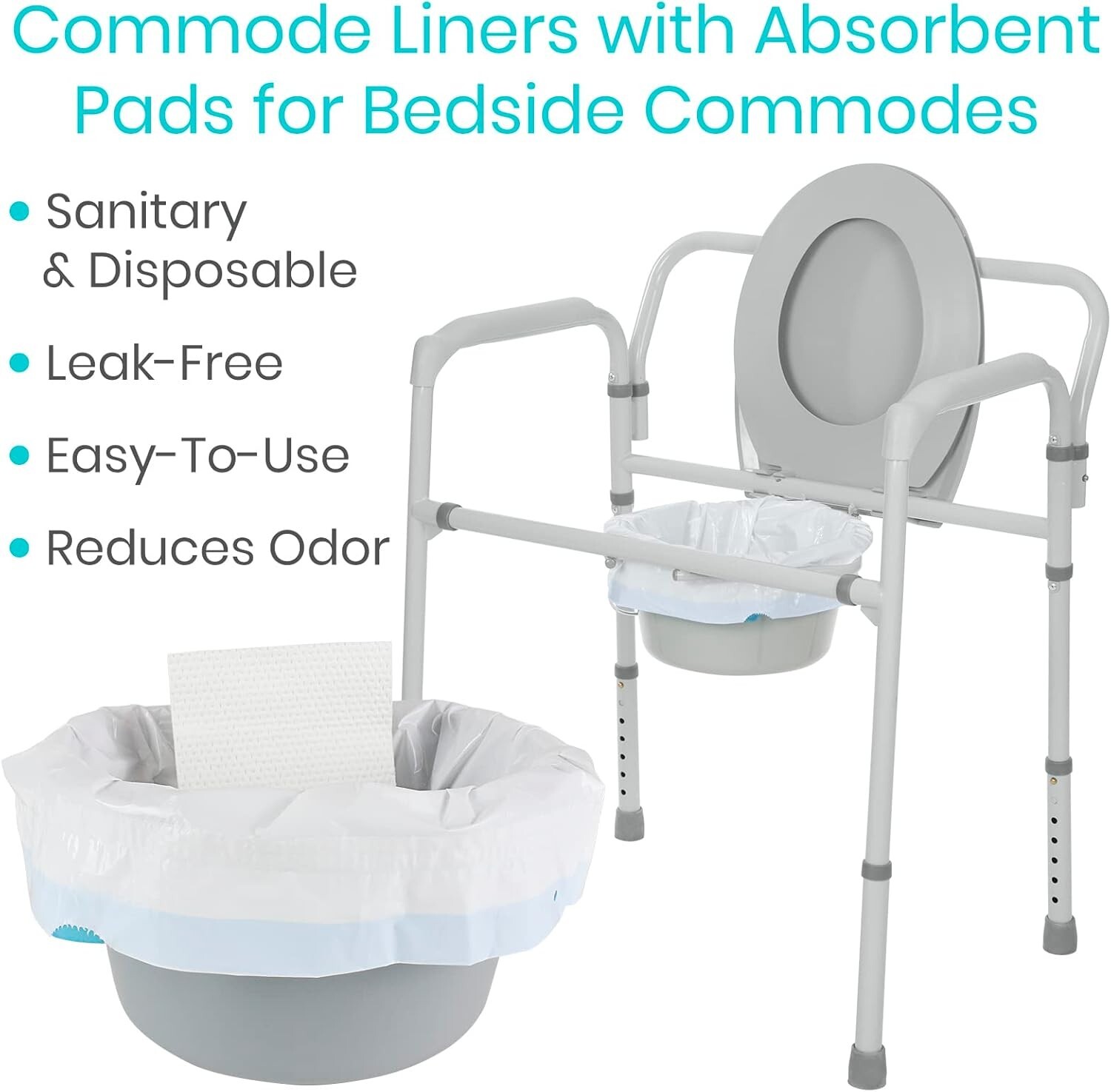 Super Absorbent Portable Toilet Commode Liners – Fits Standard/Bariatric Pails