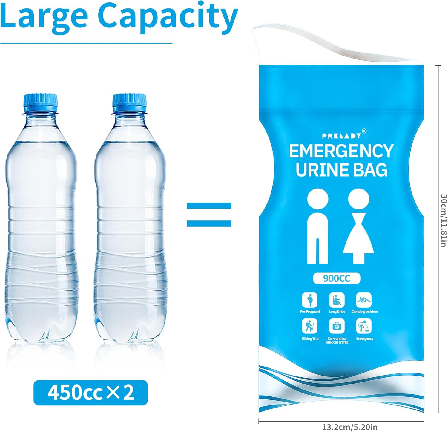 Prelady 900CC Disposable Urine Bag, 12 PCS Emergency Portable Urinal Bags for Me