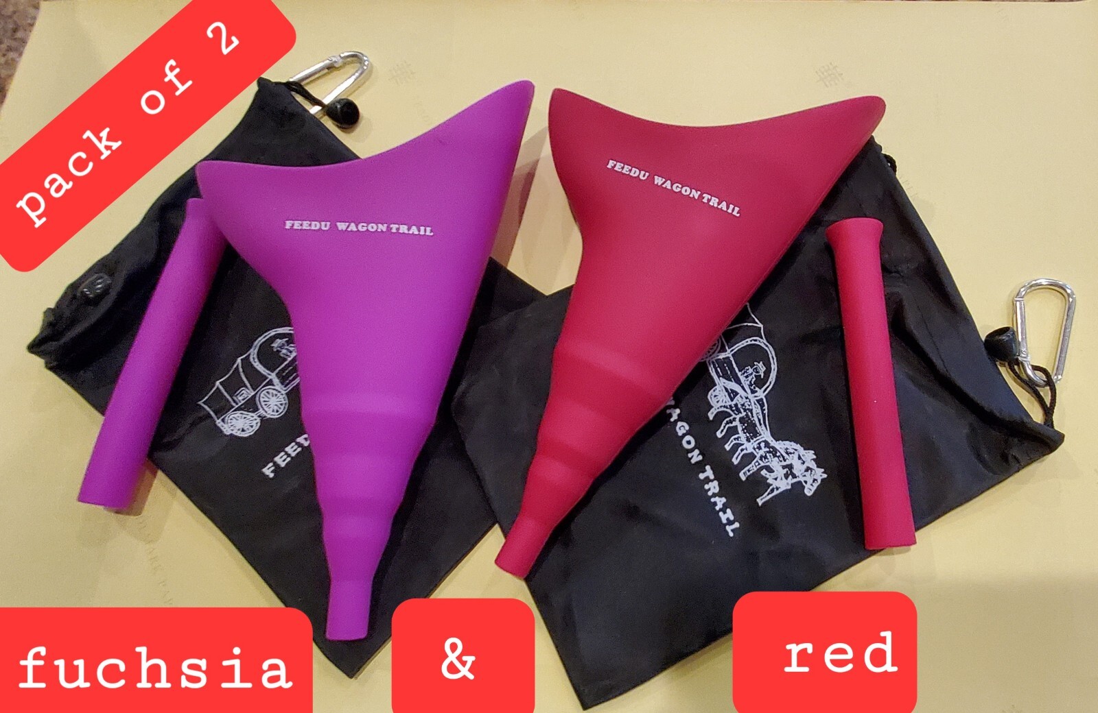 2 pk Female Urination Device Women Able to Pee Standing Up Funnel for Camp hike