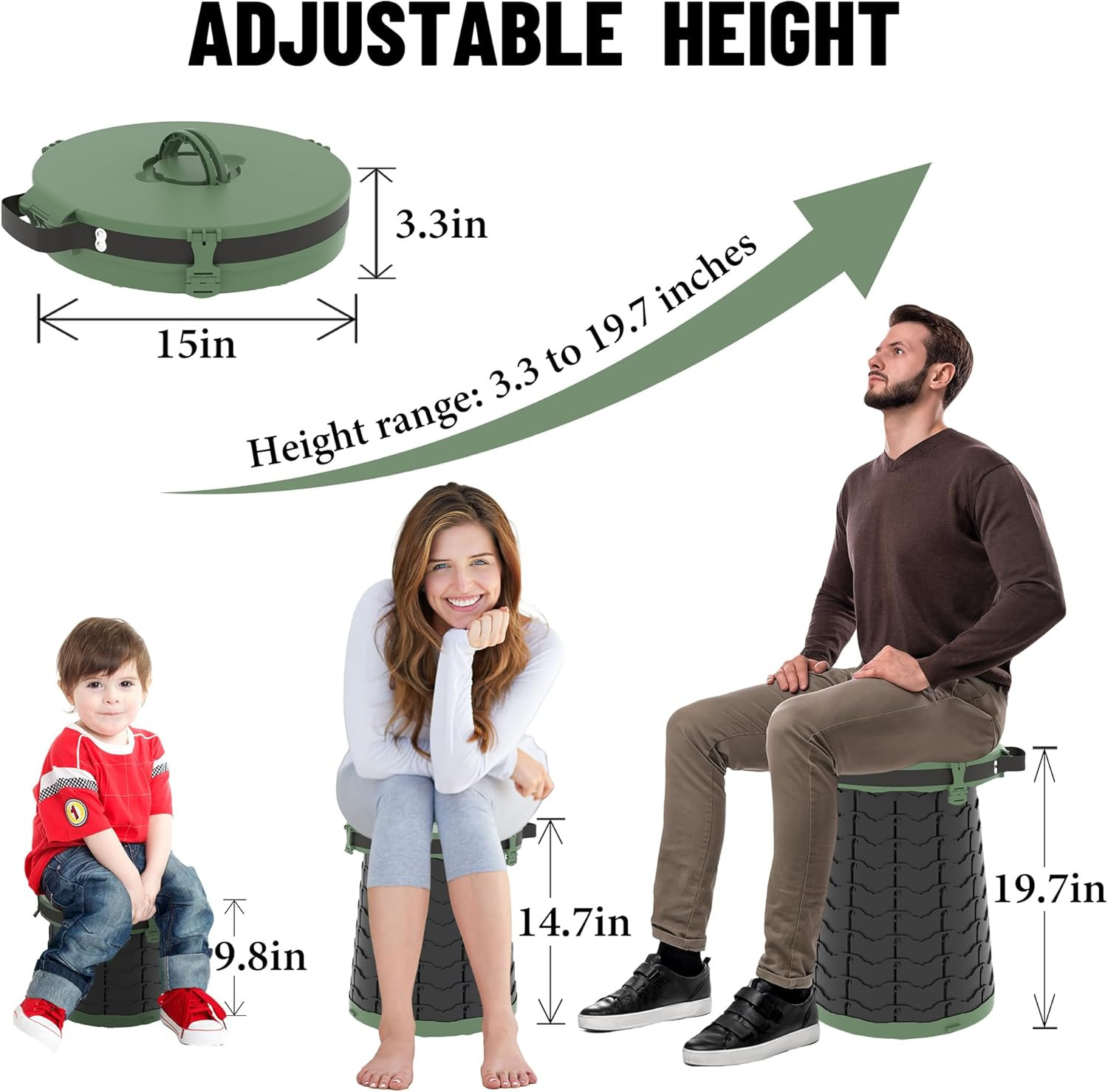 XXL Portable Toilet for Camping,880Lbs Capacity,19.7″ H Adjustable Outdoor Toile