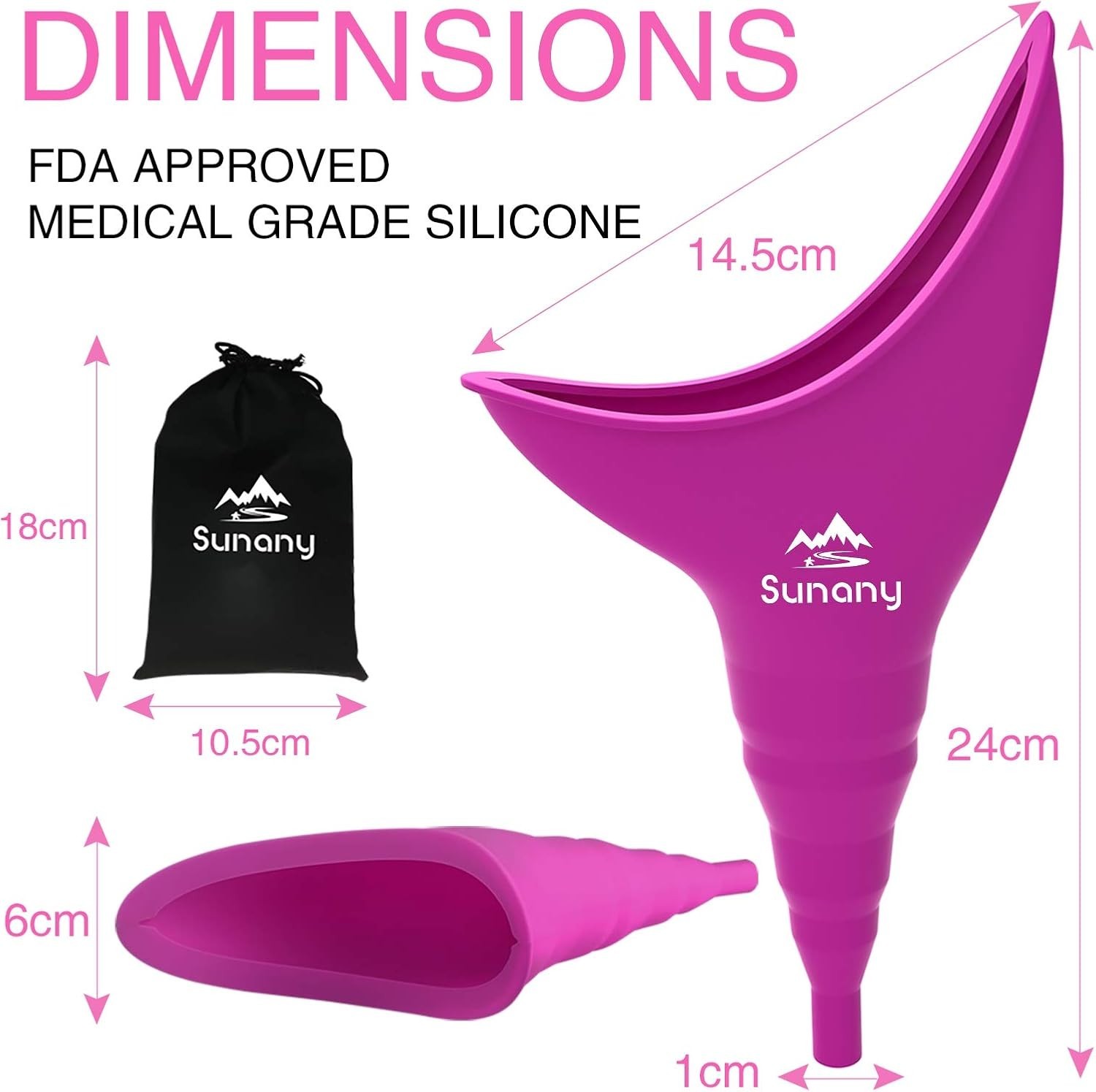 Fuchsia Female Urinal – Reusable Silicone Pee Funnel for Comfortable Outdoor Use