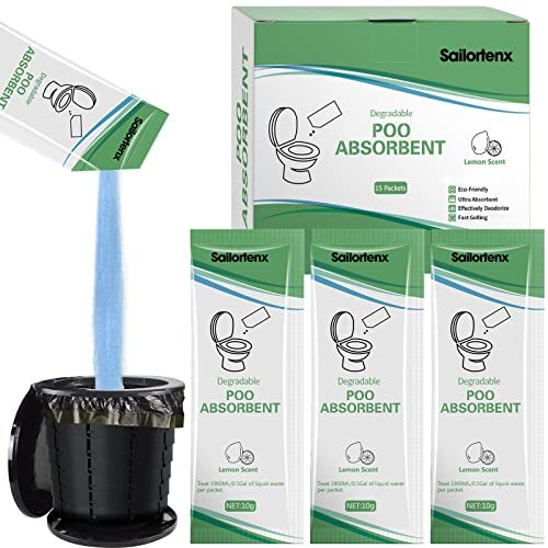 15 Pcs Poo Absorbent for Portable Toilet,Camping Toilet Chemicals,Eco Degradable