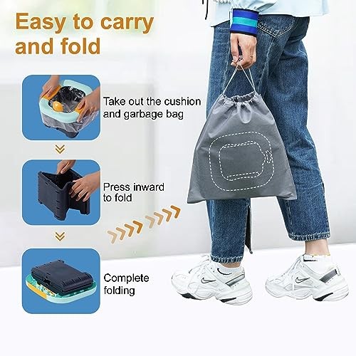 Toilet bowls for children，Portable Potty for Toddler Travel Foldable Quiet Blue