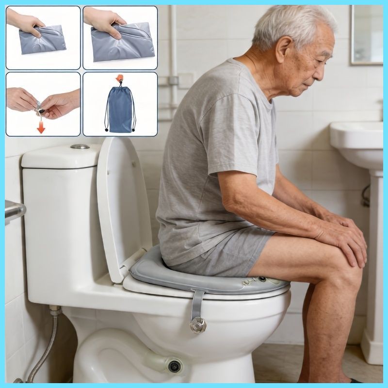 Portable Inflatable Toilet Seat Cover – Reusable Travel Cushion with Storage Bag