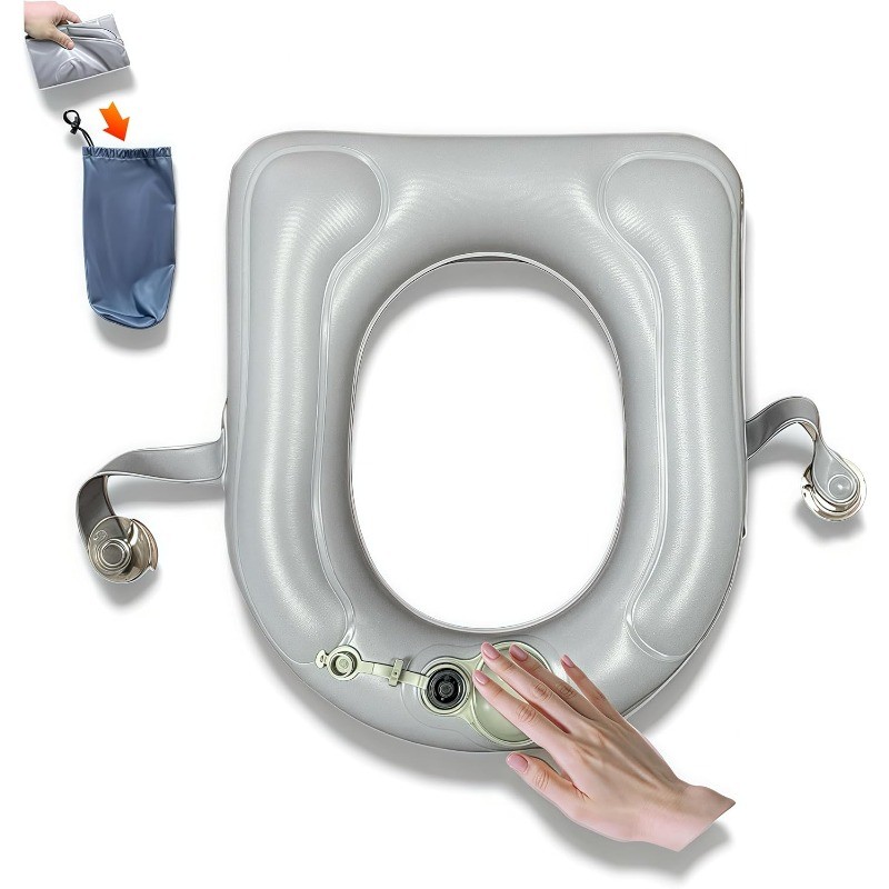 Portable Inflatable Toilet Seat Cover – Reusable Travel Cushion with Storage Bag