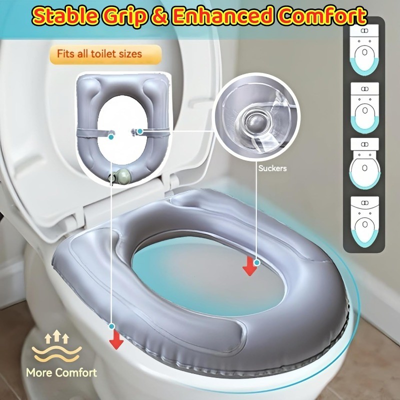 Portable Inflatable Toilet Seat Cover – Reusable Travel Cushion with Storage Bag