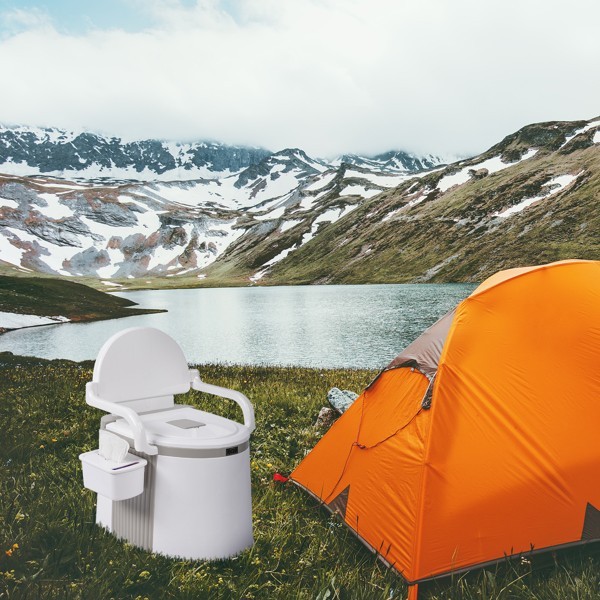 5 Gallon Camping Portable Toilet Travel Outdoor/Indoor Commode Potty +Tissue Box