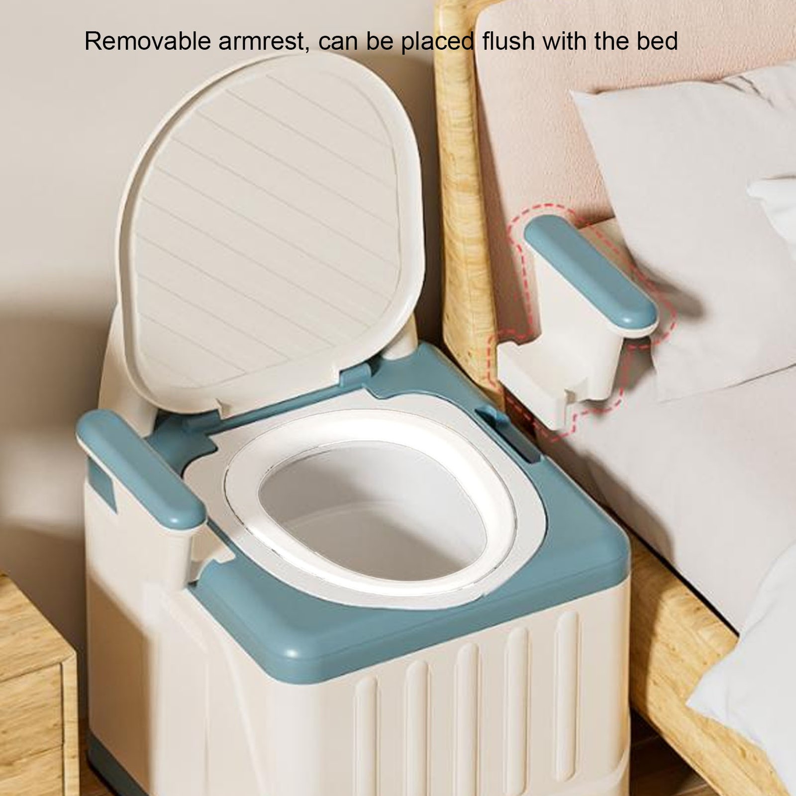 Portable Toilet Odor Proof Foldable Bedside Commode Chair With Armrests Activit⊹