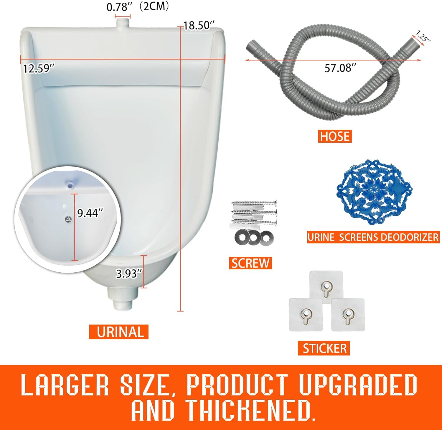 Wall Mounted Waterless Urinal for Men – Ideal for Garage, Shed, or RV