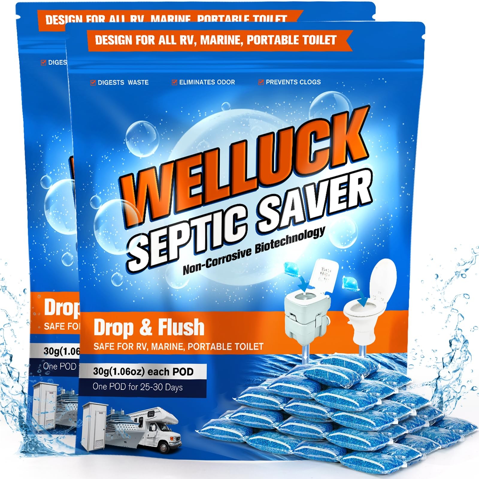 WELLUCK 50 RV Black Tank Drop Ins Pine Cinnamon