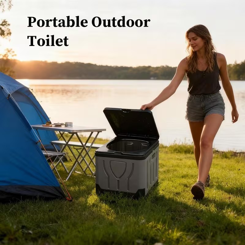 Portable Folding Camping Toilet With Lid Ideal For Camping And Vanlife