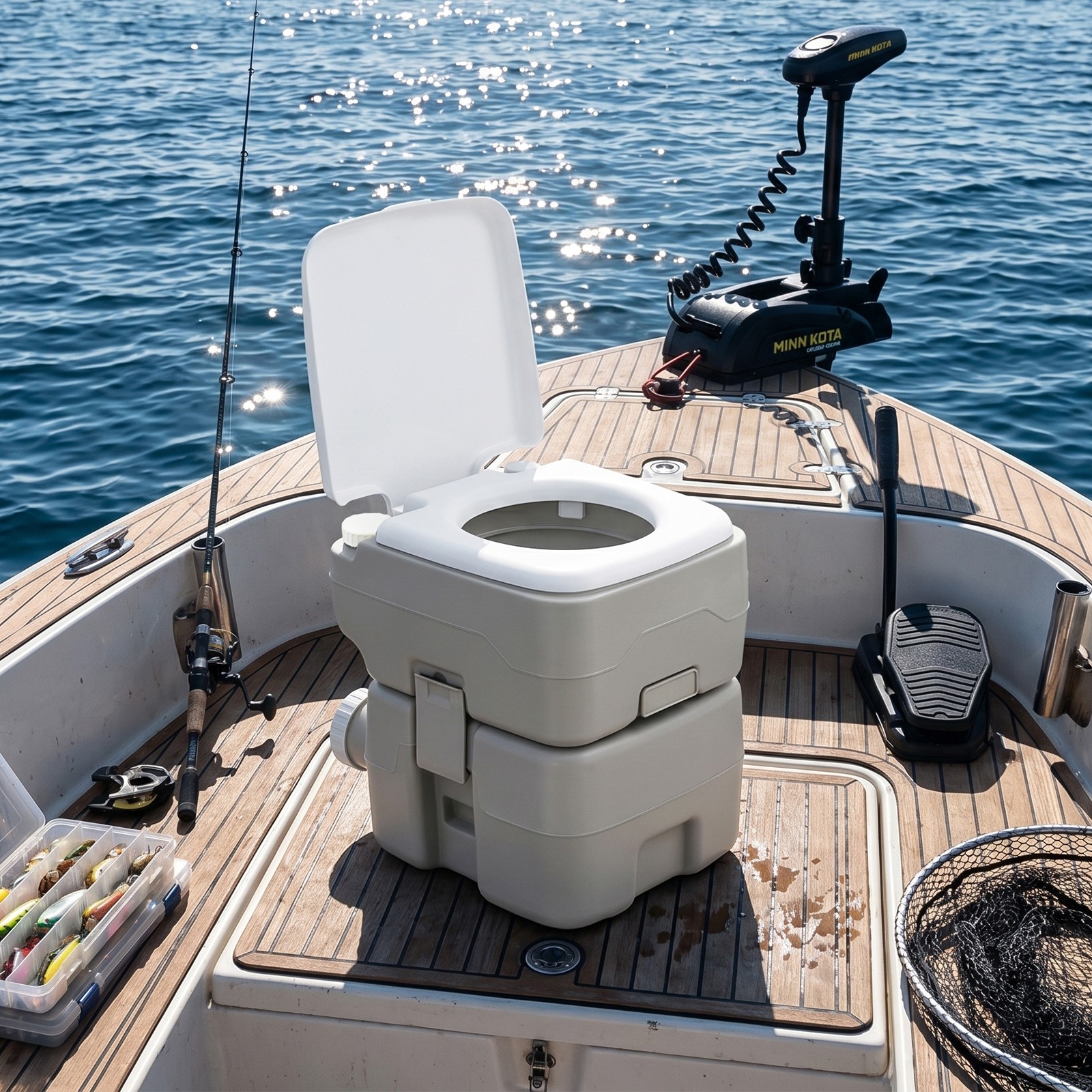 Outdoor/Indoor Portable 20L 5 Gallon Toilet Flush Commode Camping Commode Potty