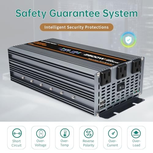 2500W Power Inverter. 12V DC to 110V/120V AC Converter 5000W (Peak) 2500w-12v