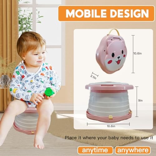 Portable Potty Cute Puppy Design, Portable Toddler Toilet with 45 Pink