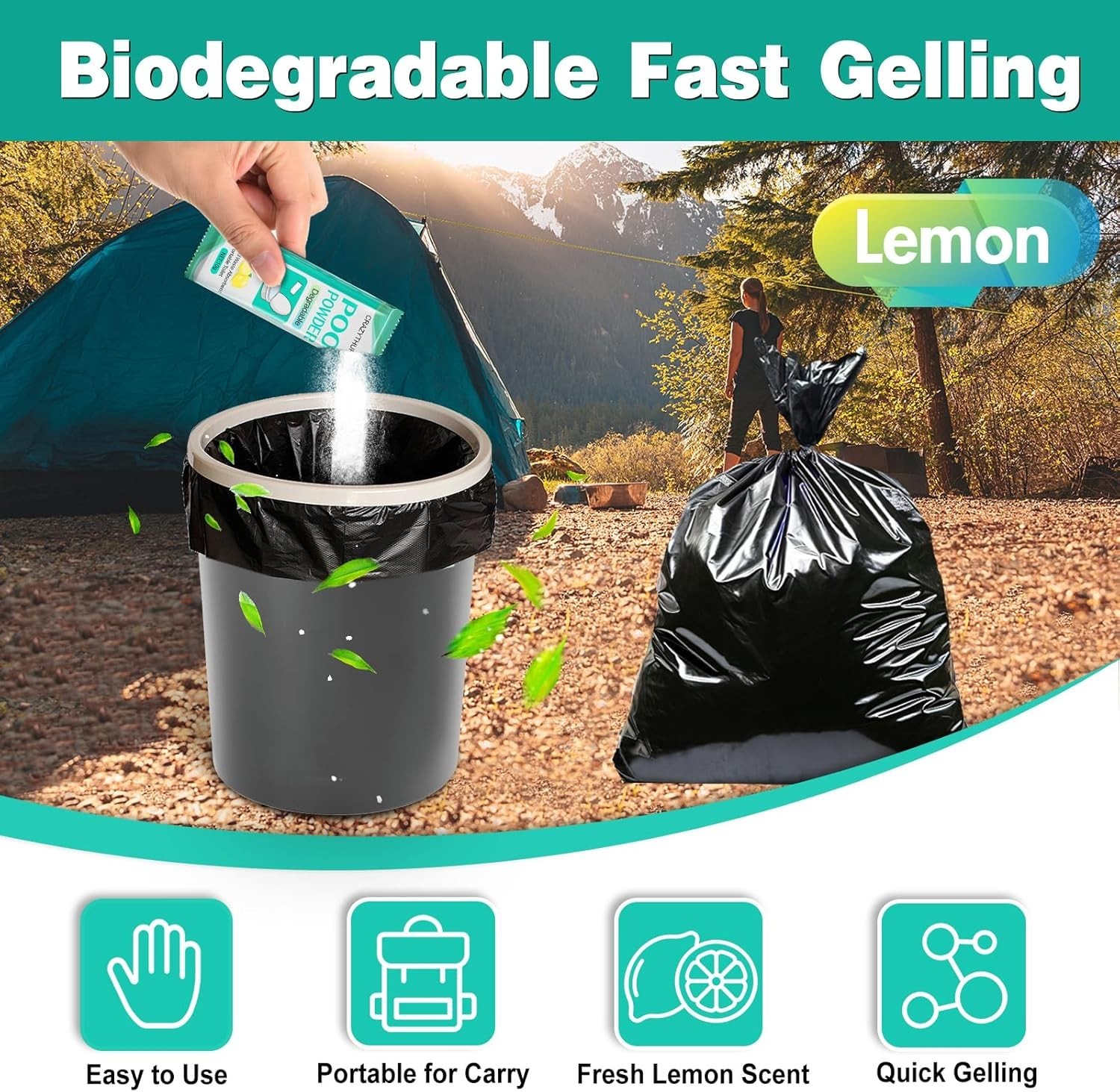 125 Lemon-Scented Portable Toilet Gel Sachets – Ultimate Camping Sanitation