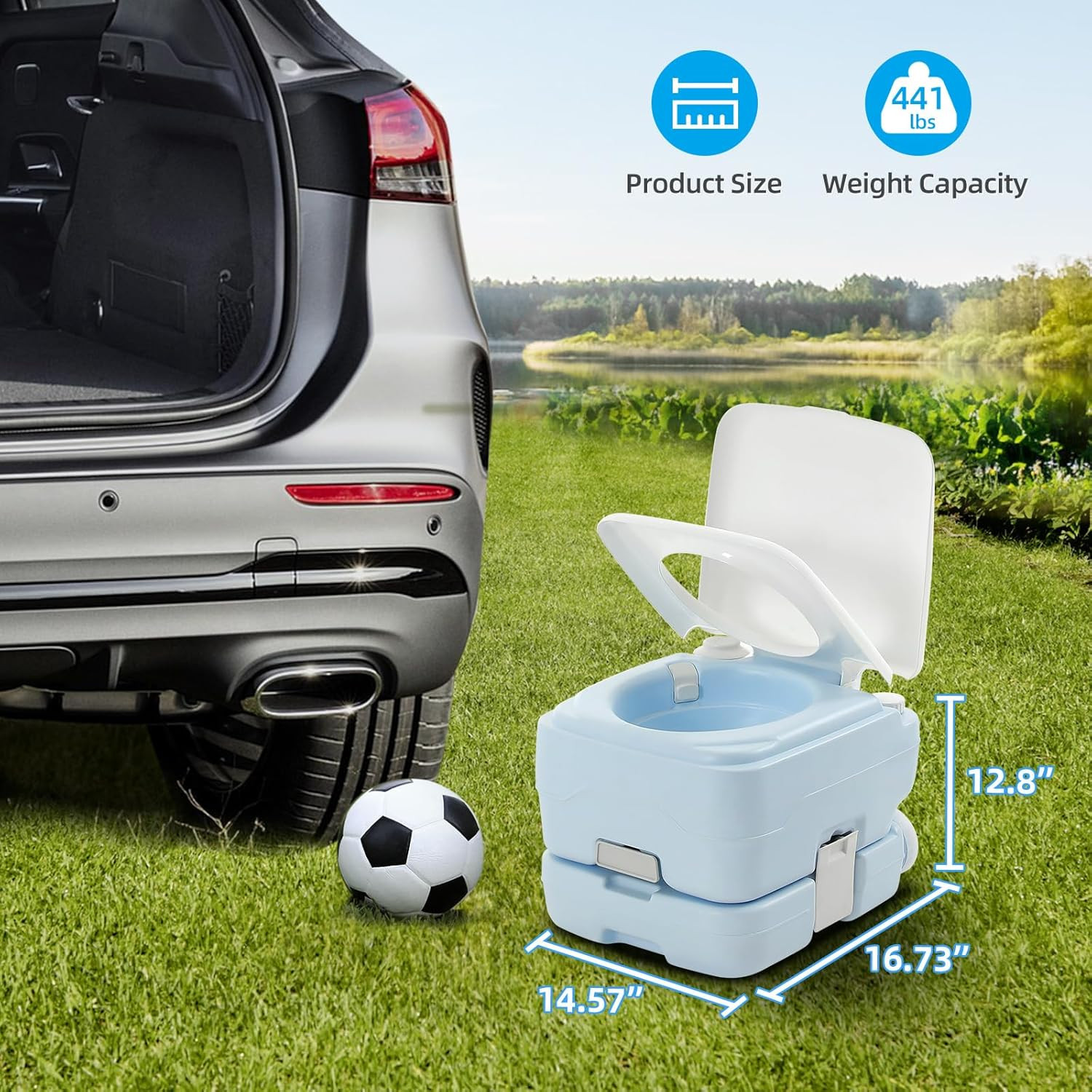 2.64 Gallon Portable Toilet for Camping, RV Travel Potty with Press Flush Pump,