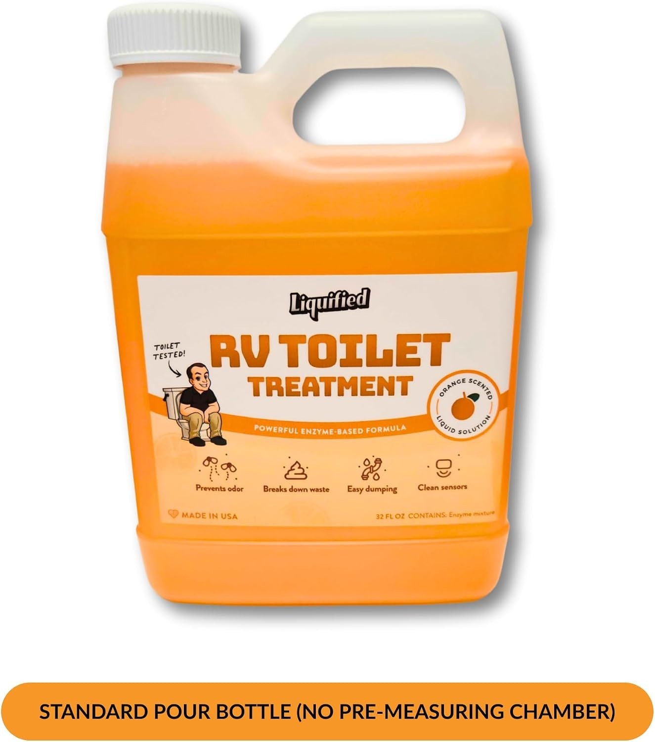 Orange Scented 32oz Septic Safe Waste Digester for RV Bathrooms – USA Made