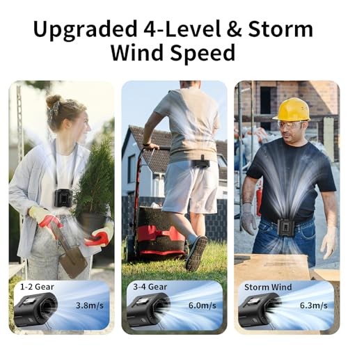 Socool Portable Waist Fan Clip on Belt 360 Rotation Wearable 14500mAh Black