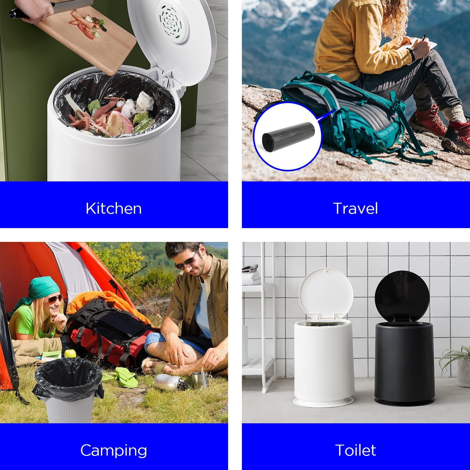 80 PCS Biodegradable Camping Toilet Bags, 22L Capacity, Portable Toilet Bags Fo