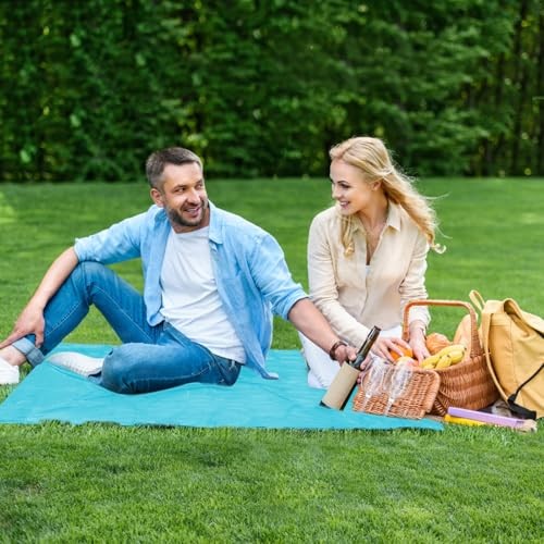 Pocket Picnic Blanket for 1-2 Persons(2.54oz) 43.3×55.12″ Blue (Grey Pack)