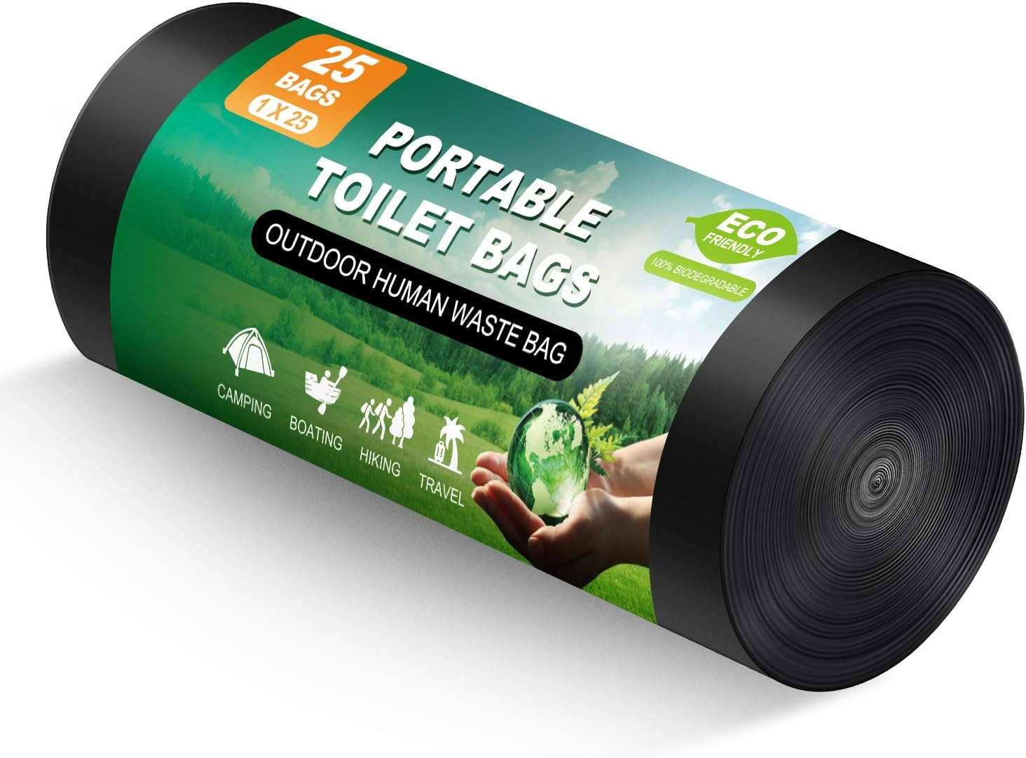 25 Portable Toilet Bags, Thick Biodegradable Camping Toilet Bags for Portable P