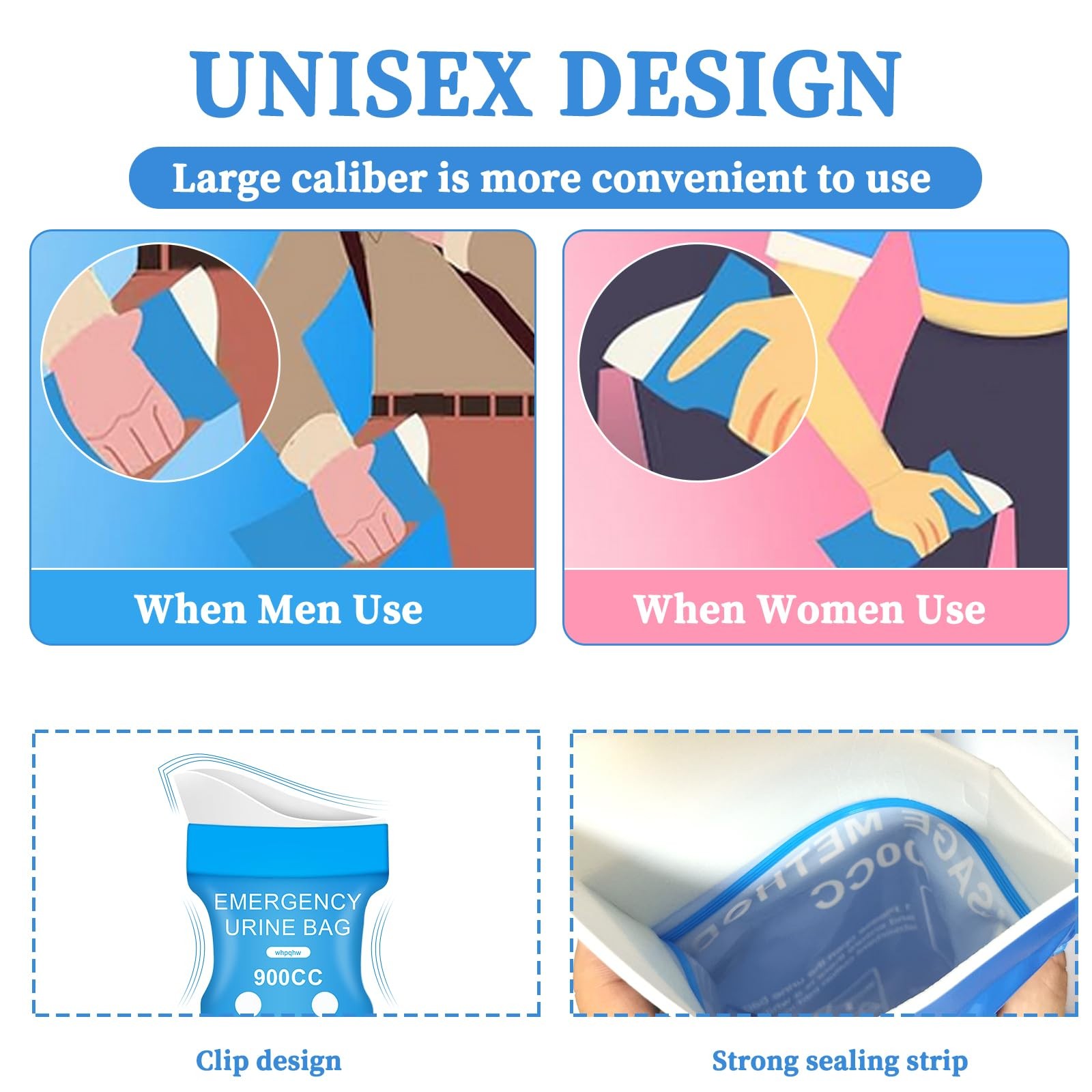 whpqhw 12 PCS Disposable Urine Bags,900ML Pee Bags for Travel Large, blue