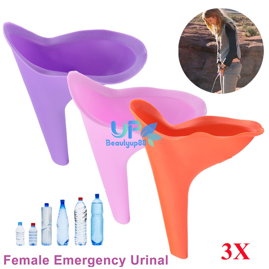 3Pcs Portable Womens Female Urinal Urine Funnel Camping Travel Emergency Toilet
