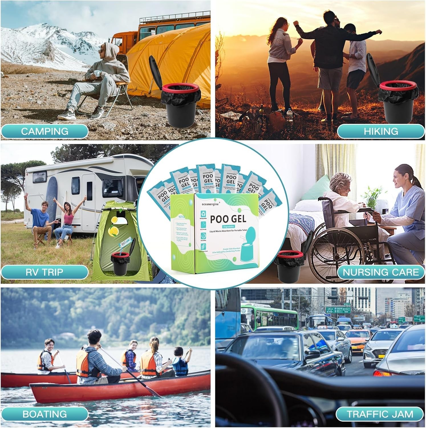 Degradable Toilet Absorbent Gel – Perfect for Camping & Travel – 25 Pack