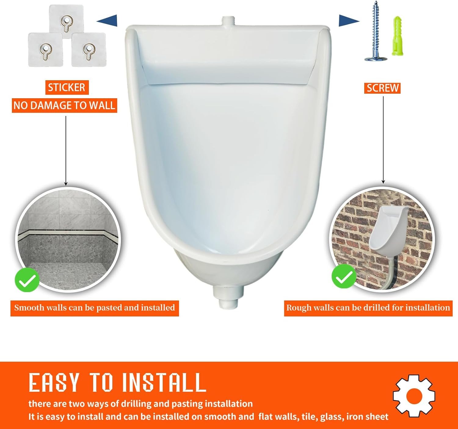 Wall Mounted Waterless Urinal for Men – Ideal for Garage, Shed, or RV