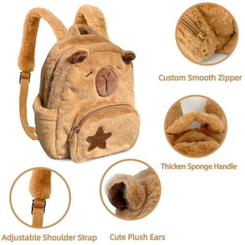 Plush Capybara Backpack – Cute Plush Capybara Backpack – Mochila de Capibara