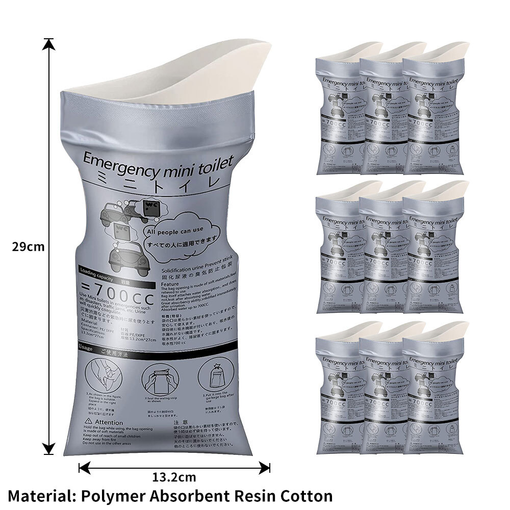 Pack of 10 Disposable Urinal Bags Camping Pee Bags Unisex Urine Bag Vomit Bag GN