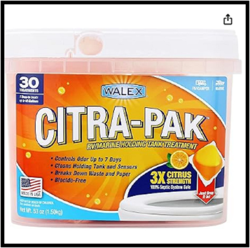 Walex Citra-Pak RV/Marine Black Holding Tank Deodorizer Drop-Ins Treatment, Odor