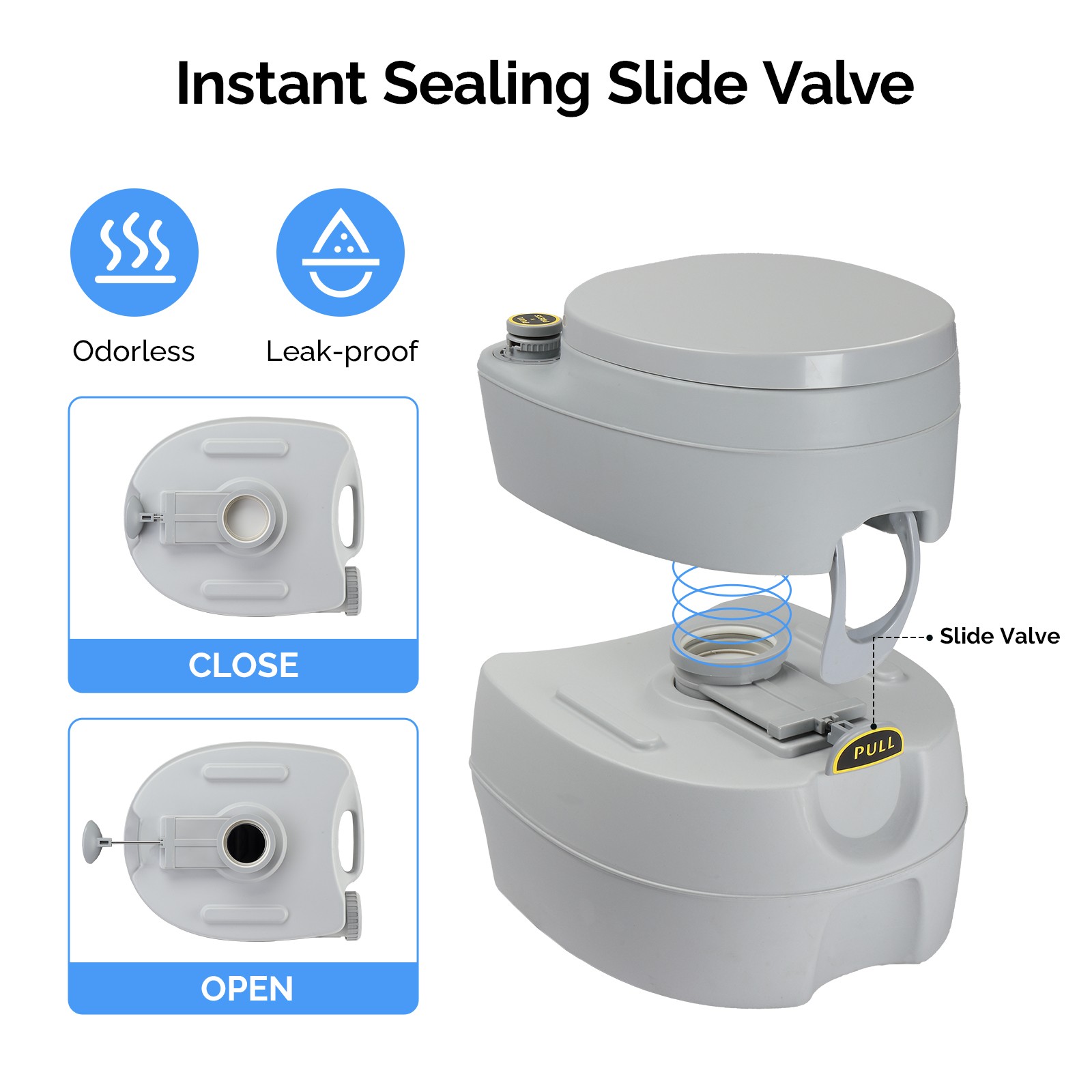 20L Camping Portable, Detachable Toilet Removable, for In/Outdoor Potty Commode