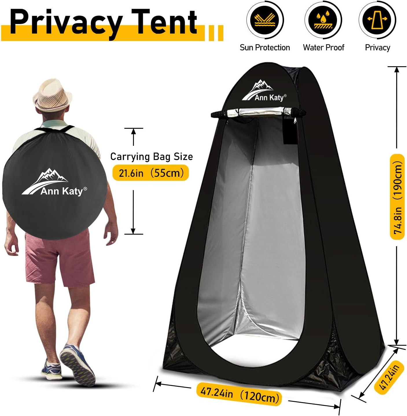 Portable Toilet with Pop up Privacy Tent,Xl Large Portable Toilet for Adults, Ou