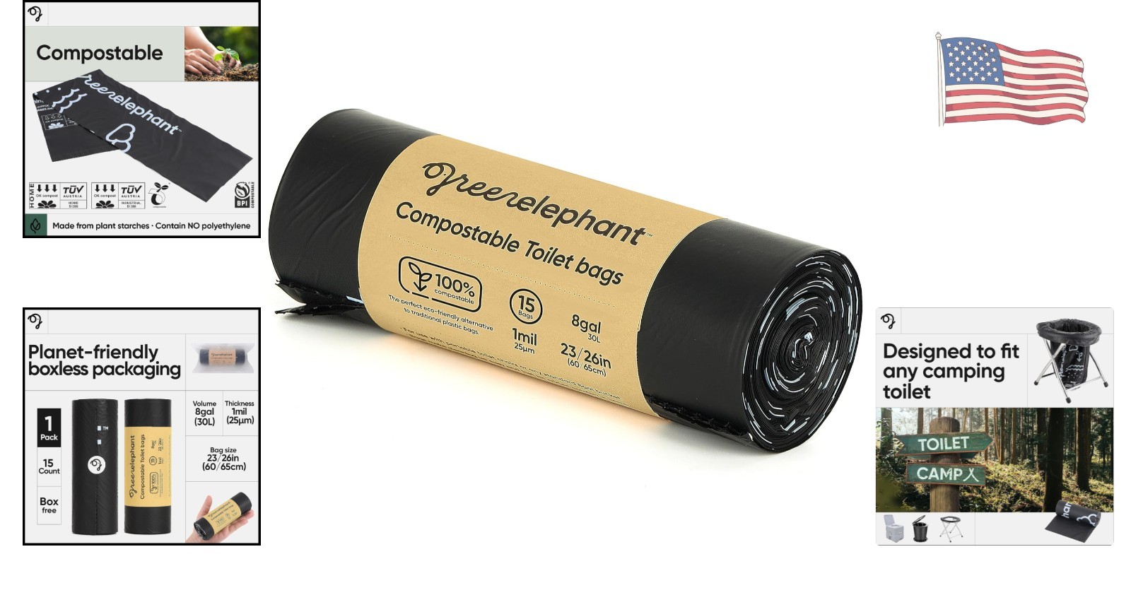 15 Pack Biodegradable Portable Waste Bags for Eco-Friendly Camping Toilets