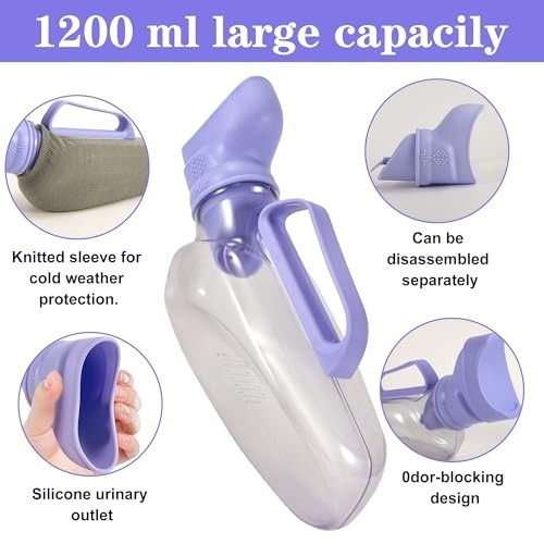 Portable Female Urinal 1200ml – Soft Rubber Funnel, Spill-Proof Lid, Travel & Ca